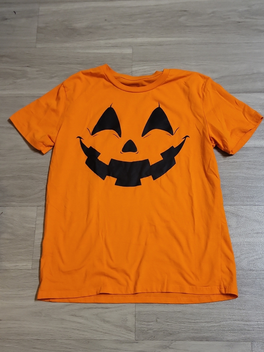 Womens Orange Pumpkin Face Costume Tee